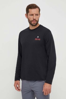 Marmot longsleeve sport Marmot For Life culoarea negru, cu imprimeu