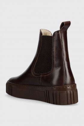 Gant ghete chelsea de piele Snowmont femei, culoarea maro, cu platforma, izolare usoara, 27551372.G46