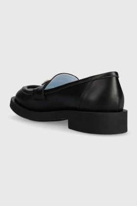 Chiara Ferragni mocasini de piele femei, culoarea negru, cu toc plat, CF3244_001