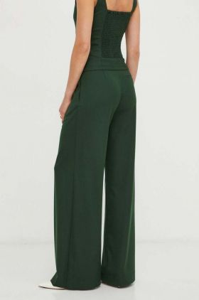 Gestuz pantaloni Fenaya femei, culoarea verde, lat, high waist