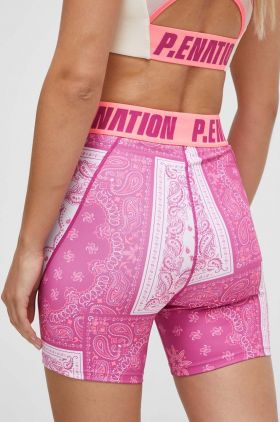 P.E Nation pantaloni scurți de antrenament Norwood culoarea roz, modelator, high waist