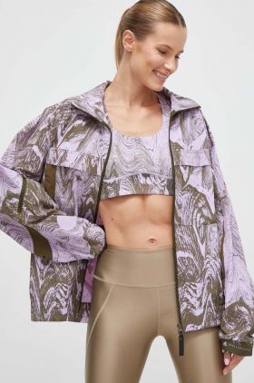 adidas by Stella McCartney geaca femei, culoarea violet, de tranzitie, oversize