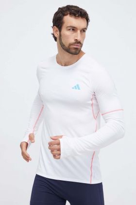 adidas Performance longsleeve pentru alergare Adizero culoarea alb, cu imprimeu