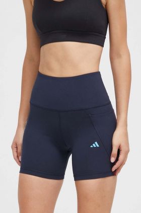 adidas Performance pantaloni scurți de alergare Adizero Lite culoarea albastru marin, cu imprimeu, high waist