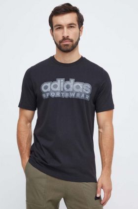 adidas tricou din bumbac barbati, culoarea negru, cu imprimeu