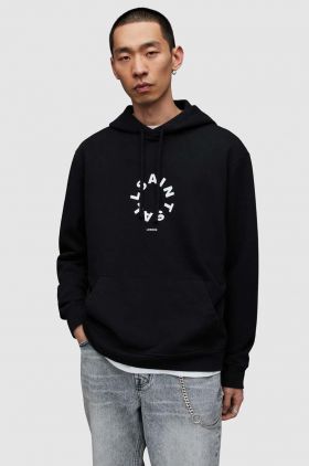 AllSaints hanorac de bumbac MG079Z TIERRA OTH HOODY barbati, culoarea negru, cu glugă, cu imprimeu