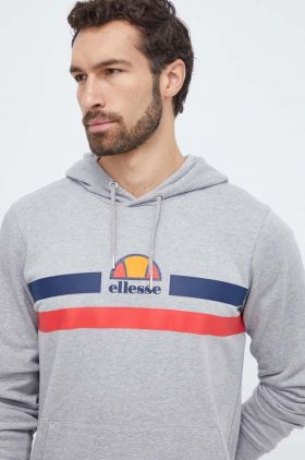 Ellesse bluza barbati, culoarea gri, cu glugă, cu imprimeu