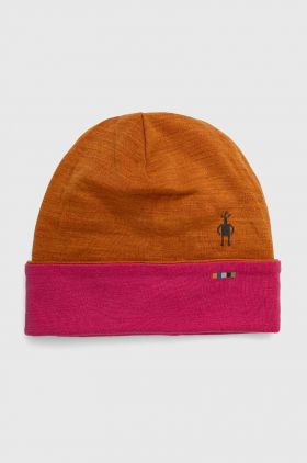 Smartwool beanie cu doua fete Thermal Merino Reversible culoarea portocaliu, de lana, din tesatura neteda