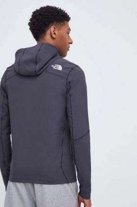 The North Face bluza barbati, culoarea gri, cu glugă, neted