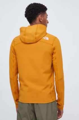 The North Face bluza barbati, culoarea galben, cu glugă, neted