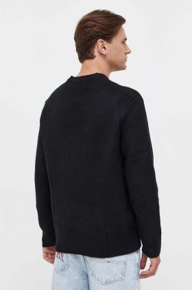 Tommy Jeans pulover barbati, culoarea negru, călduros