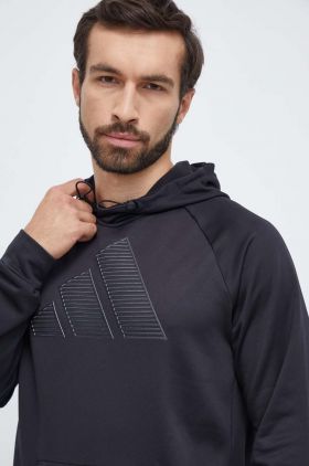 adidas Performance hanorac de antrenament culoarea negru, cu glugă, cu imprimeu