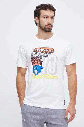 Puma tricou din bumbac barbati, culoarea bej, cu imprimeu