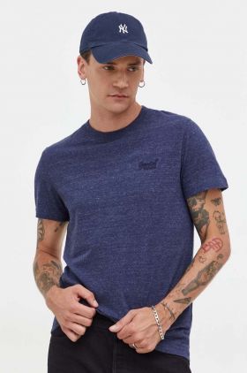 Superdry tricou din bumbac barbati, culoarea albastru marin, melanj