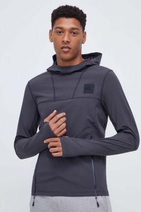 The North Face bluza barbati, culoarea gri, cu glugă, neted