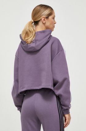 adidas Originals bluza femei, culoarea violet, cu glugă, modelator