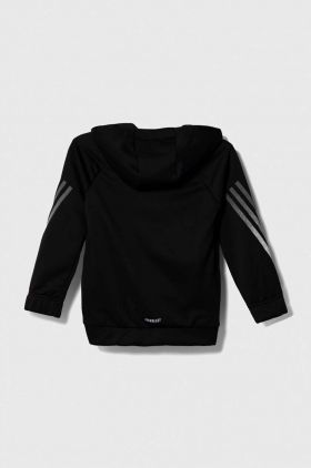 adidas bluza copii culoarea negru, cu glugă, cu imprimeu