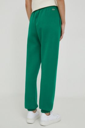 Lacoste pantaloni de trening culoarea verde, neted