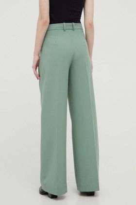 Lovechild pantaloni femei, culoarea verde, drept, high waist