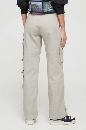 Sixth June pantaloni femei, culoarea bej, fason cargo, high waist