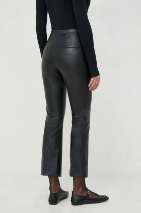 Beatrice B pantaloni femei, culoarea negru, drept, high waist