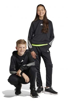 adidas bluza copii culoarea negru, cu glugă, cu imprimeu