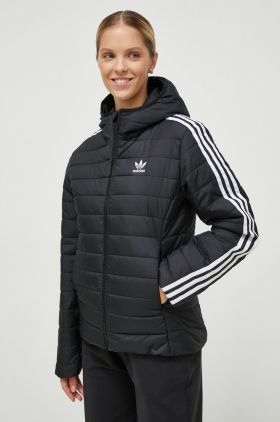 adidas Originals geacă femei, culoarea negru, de tranziție