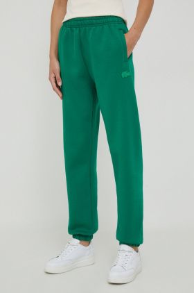 Lacoste pantaloni de trening culoarea verde, neted