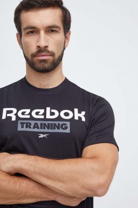 Reebok tricou de antrenament culoarea negru, cu imprimeu