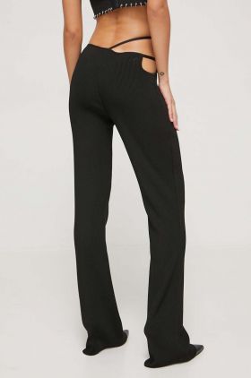 GCDS pantaloni femei, culoarea negru, drept, high waist