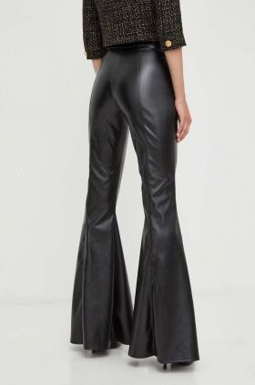 Elisabetta Franchi pantaloni femei, culoarea negru, evazati, high waist