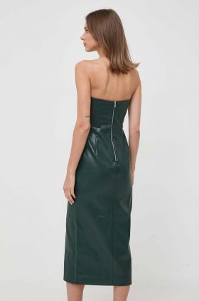 Bardot rochie culoarea verde, mini, mulata