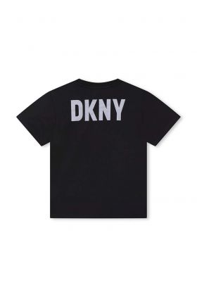 Dkny tricou de bumbac pentru copii culoarea negru, cu imprimeu