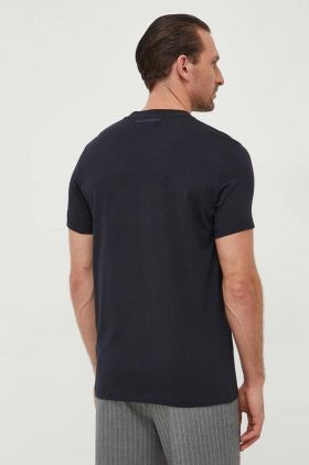 Karl Lagerfeld tricou din bumbac barbati, culoarea albastru marin, cu imprimeu