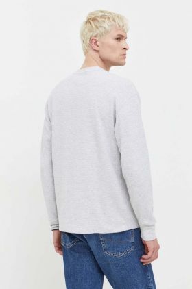 Abercrombie & Fitch longsleeve din bumbac culoarea gri, neted