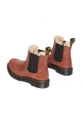 Dr. Martens ghete chelsea de piele 2976 Leonore femei, culoarea maro, cu toc plat, izolat, DM27784225