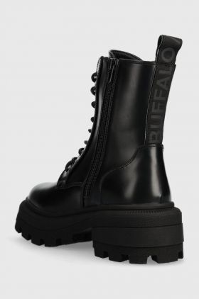 Buffalo bocanci Nabu Lace Up Mid femei, culoarea negru, cu platforma, 1622344