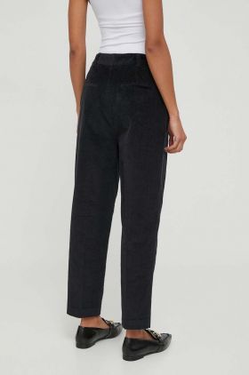 United Colors of Benetton pantaloni de catifea cord culoarea negru, drept, high waist