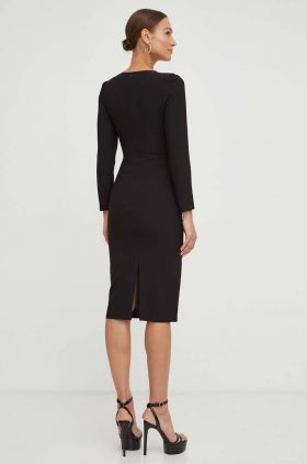 Nissa rochie culoarea negru, midi, mulata