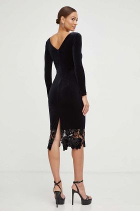 Nissa rochie culoarea negru, midi, mulata