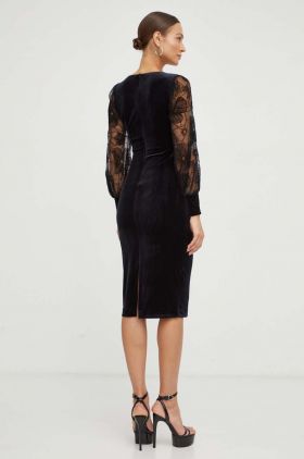 Nissa rochie culoarea negru, midi, mulata