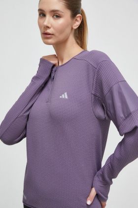 adidas Performance longsleeve pentru alergare culoarea violet