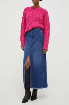 Answear Lab fusta jeans midi, drept