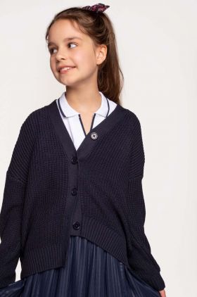 Coccodrillo cardigan copii culoarea albastru marin