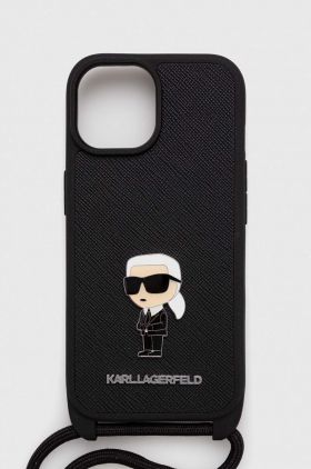 Karl Lagerfeld Husă pentru telefon iPhone 15 6.1 culoarea negru