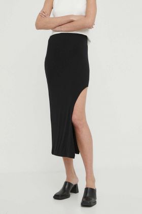 Saint Body fusta culoarea negru, midi, drept