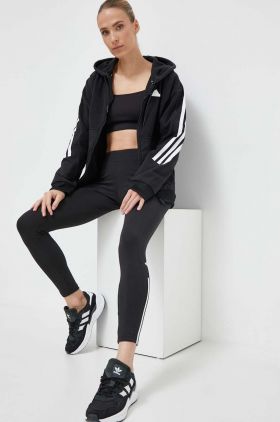 adidas bluza culoarea negru, cu glugă, neted