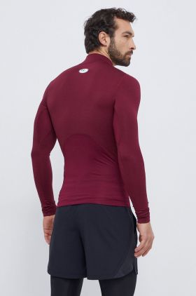 Under Armour mânecă lungă de antrenament ColdGear Compression culoarea bordo, neted