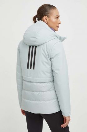 adidas geaca de puf femei, culoarea verde, de iarna