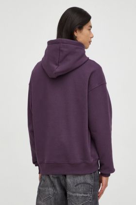 G-Star Raw hanorac de bumbac barbati, culoarea violet, cu glugă, neted